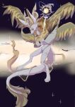  2020 4_wings abstract_background ambiguous_gender anthro cloudyiki digital_media_(artwork) dragon full-length_portrait fur grey_body grey_ears grey_fur hi_res hindpaw multi_wing paws portrait slit solo staff star wand wings yellow_tail_tuft yellow_wings 