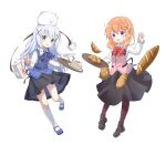  2girls angora_rabbit blue_eyes blue_hair blue_vest gochuumon_wa_usagi_desu_ka? hair_ornament henzer hoto_cocoa kafuu_chino light_blue_hair multiple_girls orange_hair pink_vest purple_eyes rabbit rabbit_house_uniform tippy_(gochiusa) vest waitress x_hair_ornament 