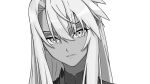  19_chisinlo 1girl chloe_von_einzbern closed_mouth commentary_request dark-skinned_female dark_skin fate/kaleid_liner_prisma_illya fate_(series) greyscale hair_between_eyes highres long_hair looking_at_viewer monochrome partial_commentary sidelocks 