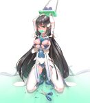  1girl ball_gag bdsm black_hair bodysuit bondage bound breasts gag green_eyes hidden_(pixiv_46421548) highres large_breasts long_hair looking_at_viewer magical_girl restrained scissors solo torn_clothes tougou_mimori yuuki_yuuna_wa_yuusha_de_aru yuusha_de_aru 