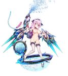  absurdres backpack bag bar_censor blue_eyes blush breasts censored detached_sleeves dildo hair_ornament hat heart heart_hair_ornament highres large_breasts long_hair mechanical_wings nipples nude one_side_up oppai_loli original pink_hair q_azieru sex_toy smile thighhighs transparent_background water_gun white_thighhighs wings 