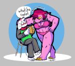  anthro blush bovid caprine clothed clothing deltarune dragon duo eyewear female glasses goat horn male male/female mammal partially_clothed ralsei susie_(deltarune) talons teasing undertale_(series) underwear zixzs-redlight 