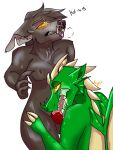 anthro duo female green_body green_dragon green_tongue hi_res male male/female nightflurry410 scales spread_wings teeth tongue wings 