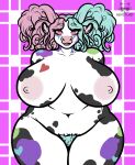  anthro areola big_areola big_breasts blue_hair blue_pubes bovid bovine breasts cattle chubby_female colored_pubes colored_pubic_hair female fur hair hands_behind_back heart_(marking) hi_res krystiracoon lotty_(charliecorvinus) mammal multicolored_body multicolored_fur multicolored_hair navel open_mouth pink_eyes pink_hair pubes solo thick_thighs two_tone_hair two_tones_hair 