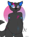  absurd_res anthro blue_nipples breasts canid canine canis epic_games female fortnite genitals hi_res mammal navel nipples pack_leader_highwire pandoradraws pregnant pregnant_female pussy signature solo 