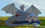 anthro city dragon female hi_res lake looming looming_butt looming_over macro pawpads paws smile smiling_at_viewer solo weaselclaw 