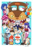  1boy 4girls :d a_whisker_away absurdres alice_in_wonderland alternate_form animal_ears blue_hair bow brown_hair cat_day cat_ears cat_tail character_request cheshire_cat_(alice_in_wonderland) claw_pose closed_eyes copyright_request dated doraemon doraemon_(character) felicia_(vampire) felix_argyle gegege_no_kitarou hands_on_own_hips hello_kitty hello_kitty_(character) highres jarinko_chie jibanyan jiji_(majo_no_takkyuubin) kotetsu_(jarinko_chie) luna_(sailor_moon) meowth multiple_girls neko_no_ongaeshi nekobus nekomusume_(gegege_no_kitarou_3) paw_pose pokemon re:zero_kara_hajimeru_isekai_seikatsu red_bow red_eyes shampoo_(ranma_1/2) sidelocks smile species_connection standing tail the_baron tom_and_jerry tonari_no_totoro vampire_(game) wheather white_hair yellow_eyes youkai_watch 