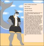  anthro big_butt bulge butt clothed clothing eyewear fish flat_colors glasses hi_res information_box john_(photolol.03) male male/male marine muscular muscular_male photolol.03 piercing shark simple_background solo text thick_thighs wide_hips 