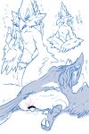  animal_genitalia anthro avian beak blush breath_of_the_wild claws cloaca egg genitals hi_res japanese_text kusachi line_art male male_oviposition nintendo oviposition revali rito solo talons text the_legend_of_zelda 