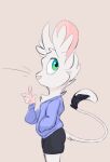  animancer big_ears clothing comfy dipodid fur green_eyes hi_res hoodie invalid_tag jerboa luck_(animancer) mammal rodent topwear wave white_body white_fur 