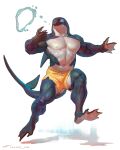  2023 abs anthro areola biceps cetacean clothed clothing digital_media_(artwork) feet fin hi_res male mammal marine muscular muscular_anthro muscular_male muscular_thighs navel nipples open_mouth open_smile pecs quads simple_background smile solo swimming_trunks swimwear tail taran_fiddler thick_thighs topless were werecetacean wereorca white_background 