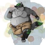  1:1 anthro belly big_butt bottomwear butt canid canine canis cheek_tuft chonker chubby_male clothing eyewear facial_tuft fatunicorn fluffy fox glasses hi_res hybrid kaseyfolf male mammal moobs obese obese_anthro obese_male overweight overweight_anthro overweight_male pants pawpads paws solo tail tuft wolf 