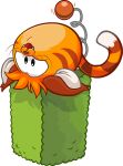  ambiguous_gender animal_ears cat_puffle cat_tail club_penguin fangs full-length_portrait hi_res looking_at_viewer official_art open_mouth orange_body portrait puffle scratching_post solo teeth unknown_artist upside_down 