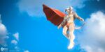  3d_(artwork) anthro anthro_male blue_sky bulge canid canine canis cape clothing dc_comics dc_league_of_super-pets digital_media_(artwork) domestic_dog flying hi_res krypto krypto_the_superdog male mammal pink_nose sky solo superhero superpowers zorryn 