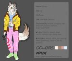  anthro asney blue_eyes canid canine canis clothed clothing domestic_dog fan_character flat_colors fluffy fluffy_fur fluffy_tail fur hi_res humanoid male mammal model_sheet pink_nose smile solo spots standing tail white_body white_fur 
