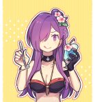  1girl bikini black_bikini commentary_request cup fire_emblem fire_emblem:_three_houses fire_emblem_heroes fire_emblem_warriors:_three_hopes flower haconeri hair_flower hair_ornament hair_over_one_eye holding holding_cup jewelry licking_lips necklace official_alternate_costume purple_eyes purple_hair shez_(female)_(fire_emblem) shez_(female)_(summer)_(fire_emblem) shez_(fire_emblem) smile swimsuit tongue tongue_out 