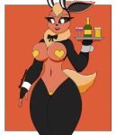  anthro big_breasts breasts bunny_costume clothing costume eeveelution female flareon generation_1_pokemon hi_res humanoid legwear looking_at_viewer nintendo pokemon pokemon_(species) reverse_bunny_costume samrunner solo thick_thighs thigh_highs 
