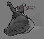  &lt;3 2023 anon anthro bear big_butt black_body black_fur butt danganronpa dialogue duo english_text facesitting featureless_feet fur grey_background grin hi_res huge_butt locitony low-angle_view male mammal monokuma motion_lines overweight overweight_male raised_arms rear_view red_eyes round_ears sharp_teeth short_tail simple_background sitting_on_another smile speech_bubble spike_chunsoft split_form tail teeth text thick_thighs white_body white_fur 