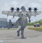  absurd_res aircraft aircraft_humanoid airplane anthro breasts cargo_plane carrier detailed_background female hi_res living_aircraft living_machine living_vehicle machine propeller ryunishi_okami solo tail vehicle wings 