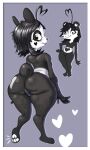  &lt;3 anthro bear butt catfistingparty_(artist) digital_media_(artwork) featureless_chest featureless_crotch female fur giant_panda hair hi_res kenny_(kenashcorp) looking_at_viewer mammal simple_background solo tail white_body white_fur 