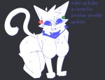  &lt;3 &lt;3_eyes 2023 all_fours anthro breasts clyde_(discord) discord_(app) exyli featureless_breasts felid feline female mammal mostly_nude scarf scarf_only solo tagme tail text 
