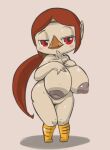  avian beak big_breasts breasts female genitals hand_on_breast hi_res huge_breasts humanoid humanoid_pointy_ears looking_at_viewer medli nintendo nude pussy rito short_stack simple_background solo the_legend_of_zelda vono wind_waker 
