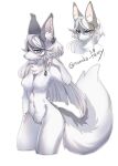  anthro big_tail blue_eyes braided_hair breasts canid canine canis eyelashes female fluffy fluffy_ears fur grey_body grey_fur grey_nose hair hi_res long_hair mammal neck_tuft nonoka917 skinny snout solo tail tuft white_body white_fur wolf 