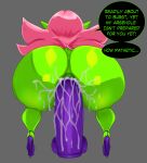  anal anal_penetration big_butt butt clothing crouching dart_(thecon) dialogue female footwear goblin green_body green_skin hair hi_res high_heels huge_butt humanoid not_furry penetration pink_hair thecon thick_thighs 