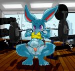  abs anthro bodily_fluids cottontail exercise female genitals gym hi_res kurasuto_(cottontail) lagomorph leporid mammal muscular muscular_female nipple_outline pussy pussy_floss rabbit solo sweat thick_thighs weightlifting weights workout 