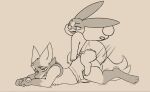  anthro black_markings cheetoeater diaper diaper_sex doggystyle duo fan_character feral from_behind_position generation_4_pokemon generation_5_pokemon lou_(cheetoeater) lucario male male/male markings nintendo pokemon pokemon_(species) sex tepig 
