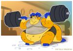  anthro belly bodily_fluids clothing exercise fatbludragon gym_clothing herpestid hi_res lifting male mammal meerkat musclegut musk navel obese overweight overweight_male shirt solo sweat tank_top tigerthemeerkat topwear workout 
