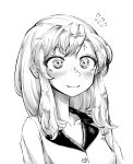  1girl aygoftenover blush breasts closed_mouth collarbone greyscale highres koishikawa_iko long_hair long_sleeves monochrome notice_lines sailor_collar scar scar_on_face scar_on_forehead shy_(series) small_breasts smile solo 