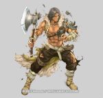 1boy armor atlas_(fire_emblem) axe boots broken_armor brown_pants fingerless_gloves fire_emblem fire_emblem_echoes:_shadows_of_valentia fire_emblem_heroes full_body gloves holding holding_axe mixed-language_commentary muscular muscular_male official_art pants pauldrons shoulder_armor single_pauldron torn_clothes yamada_koutarou 