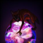  1:1 2023 anthro blood blood_in_mouth bodily_fluids canid canine canis curse cursed digital_drawing_(artwork) digital_media_(artwork) fangs fur guispe_opockjha hi_res hyper looking_at_viewer macro magic mammal maned_wolf planet planet_destruction scary shaded solo teeth 