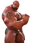  3d_(artwork) clothed clothing digital_media_(artwork) garrosh_hellscream hi_res humanoid humanoid_pointy_ears m.freak male muscular muscular_humanoid muscular_male nipples orc pecs solo tattoo underwear underwear_only vein veiny_muscles 