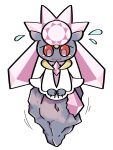  ambiguous_gender bodily_fluids colored diancie feral generation_6_pokemon hi_res legendary_pokemon motion_lines nintendo omorashi pokemon pokemon_(species) simple_background solo sweat sweatdrop white_background yashirro 