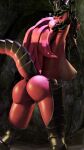  2023 3d_(artwork) 9:16 agape_(petruz) anthro barely_visible_genitalia barely_visible_pussy black_body black_nipples butt chain chained digital_media_(artwork) dragon female genitals hair hi_res looking_at_viewer looking_back looking_back_at_viewer nipples nude pink_body pink_eyes pink_hair pussy solo source_filmmaker woofersfm 