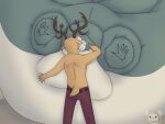  4:3 air_inflation anthro antlers beastars belt body_inflation bottomwear brown_body brown_fur canid canine canis clothed clothing deer duo embrace eyeoflucario fur grey_body grey_fur hi_res horn hug humor immobile inflation inflation_fetish interspecies kissing larger_male legoshi_(beastars) louis_(beastars) making_out male male/male mammal morbidly_obese obese obese_anthro obese_male overweight overweight_anthro overweight_male pants predator/prey puffkiss size_difference smaller_male spherical_inflation standing topless topless_anthro topless_male what wolf 