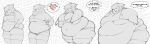  2019 absurd_res anthro belly big_belly big_breasts biped blush breasts clothed clothing dialogue digital_media_(artwork) domestic_cat english_text felid feline felis female female_anthro fur greyscale hair hi_res huge_belly huge_breasts huge_thighs mammal monochrome morbidly_obese morbidly_obese_anthro morbidly_obese_female navel obese obese_anthro obese_female open_mouth overweight overweight_anthro overweight_female partially_clothed_anthro partially_clothed_female pewbutt simple_background solo speech_bubble text text_background thick_thighs tight_clothing topwear wardrobe_malfunction weight_gain white_background wide_hips 