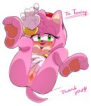 accessory amy_rose anthro anus bracelet breasts butt clothing eulipotyphlan fangs feet female fur genitals gloves green_eyes hair_accessory hairband handwear hedgehog hi_res hindpaw jewelry m_ajcoco mammal nude paws pink_body pink_fur pussy sega solo sonic_the_hedgehog_(series) teeth 