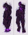  2023 anthro bow_tie bunnysuitconman claws dakimakura_design digital_media_(artwork) five_nights_at_freddy&#039;s five_nights_at_freddy&#039;s_vr:help_wanted glitchtrap goo_creature lagomorph leporid looking_at_viewer looking_back male mammal nipples open_mouth pawpads pixel_(artwork) rabbit scottgames scut_tail short_tail smile solo tail toe_claws 