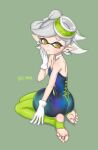  animal_humanoid black_clothing black_dress blush cephalopod cephalopod_humanoid clothing collar corset dress ear_piercing embarassment feet female gloves green_clothing green_legwear green_stockings grey_eyes hand_on_cheek handwear hi_res humanoid humanoid_pointy_ears inkling legwear lingerie marie_(splatoon) marine marine_humanoid markings mole_(marking) mollusk mollusk_humanoid multicolored_clothing nintendo pale_skin piercing pseudo_hair short_dress shoulderless_dress sitting sitting_on_ground soles solo splatoon squid_humanoid stirrup_stockings stockings string tentacle_hair tentacles topwear tsukimaru two_tone_clothing unusual_eyes white_clothing white_gloves white_handwear yellow_eyes 