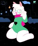  absurd_res castinly clothing deltarune fluffy hi_res horn male pink_eyes pink_horn ralsei slim solo thick_thighs tunic undertale_(series) 