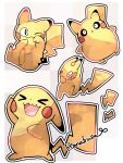  &gt;_&lt; :3 :d animal_focus artist_name colored_skin commentary_request dot_nose fangs hanabusaoekaki highres making_faces no_humans pikachu pokemon pokemon_(creature) slit_pupils smile tail white_background xd yellow_skin 