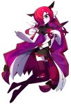  1girl black_bow black_dress black_skirt blue_eyes blush bow colored_inner_hair colored_skin crystal_wings dress full_body gardevoir getto hair_bow hair_over_one_eye highres hololive hololive_english horns irys_(hololive) long_hair multicolored_hair pointy_ears pokemon purple_hair purple_thighhighs red_hair short_sleeves simple_background skirt smile solo thighhighs two-tone_dress very_long_hair virtual_youtuber white_background white_dress white_skin 