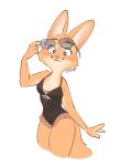  anthro blush breasts canid canine cleavage clothed clothing diane_foxington dreamworks eyewear female fox hi_res looking_at_viewer mammal memegmu solo sunglasses swimwear the_bad_guys 