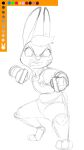  angry anthro disney female fighting_pose frown_eyebrows hair hi_res judy_hopps knuckleduster pose scar sketch solo spoof_(artist) zistopia zootopia 