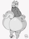  anthro big_butt big_penis bottomless butt clothed clothing elcoffeecatto erection genitals hair hi_res hoodie huge_butt huge_penis huge_thighs hyper hyper_butt hyper_hips hyper_thighs lizard looking_at_viewer looking_back male monochrome penis reptile scalie smile solo thick_thighs topwear wide_hips 