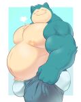  2023 anthro barazoku belly biceps big_bulge big_muscles big_pecs blue_background blush border bottomwear bottomwear_pull breath bulge clothed clothing clothing_pull deltoids eyes_closed fur generation_1_pokemon hi_res huge_muscles male meme musclegut muscular muscular_anthro muscular_male navel nintendo nipples overweight overweight_anthro overweight_male pants pants_pull pecs pokemon pokemon_(species) simple_background smile snorlax solo splashburr standing teeth thick_thighs tight_pants_(meme) topless topless_anthro topless_male tuft underwear unzipped white_border zipper 