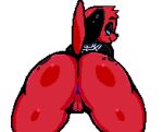  2023 alpha_channel animal_crossing animated anthro anus bedroom_eyes bent_over big_butt black_clothing black_ears black_eyebrows black_eyelids black_nose black_spots black_topwear blinking blue_eyes bottomless butt canid canine canis cherry_(animal_crossing) clothed clothing digital_media_(artwork) domestic_dog eyebrows female fur genitals head_tuft looking_at_viewer looking_back looking_back_at_viewer mammal multicolored_body multicolored_fur narrowed_eyes nebssik nintendo pixel_(artwork) pixel_animation purple_anus pussy raised_tail rear_view red_body red_fur seductive shaking_butt short_playtime simple_background smile solo spots spotted_body spotted_fur standing tail thick_thighs topwear transparent_background tuft twerking 